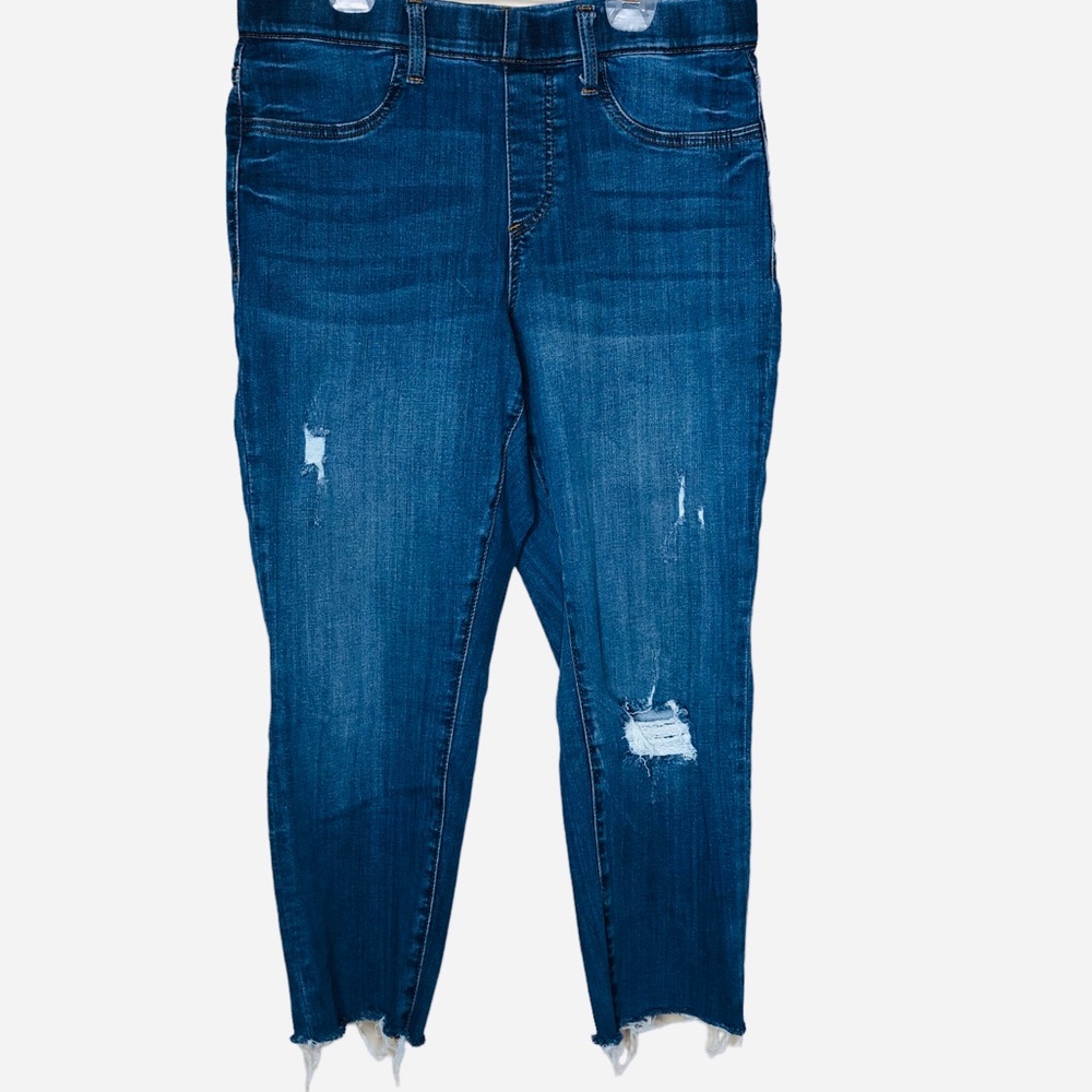 Judy Blue Boyfriend Fit Jeans Size 11/30 Pull On Distressed Ankle Raw Hem